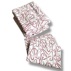Pottery Barn Candy Canes Percale Sheets Queen Sheet Set Cotton Holiday Bedding